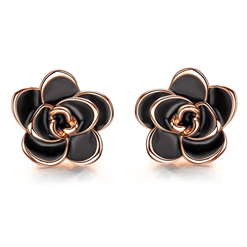 chapado en oro negro  pendientes para mujer