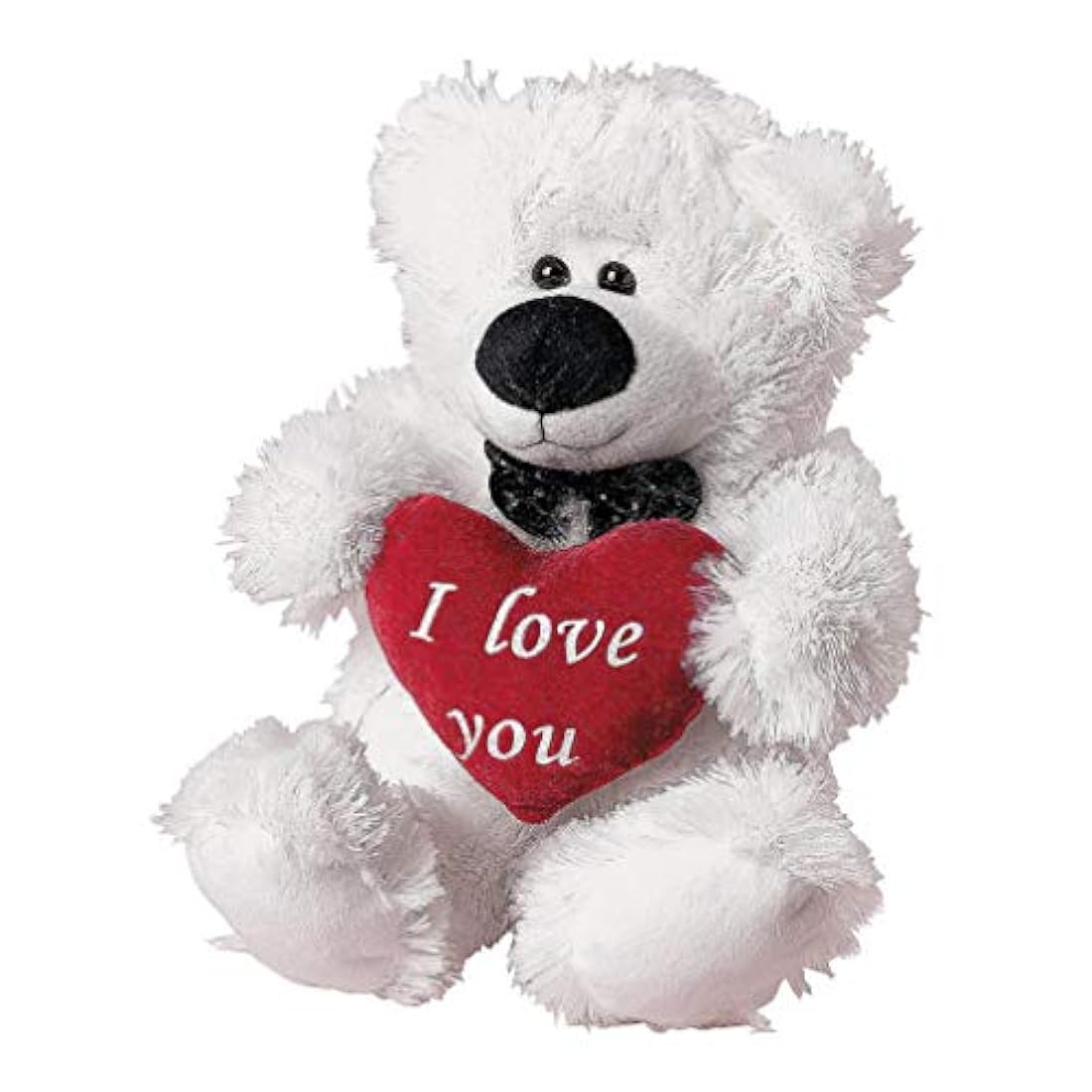Oso de peluche con corazón con texto “I Love You”