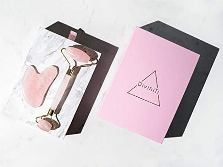 Rodillo de cuarzo rosa y gua sha – Regalo para mujer