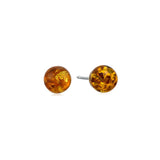 Aretes de bola pequeños de ámbar miel y plata