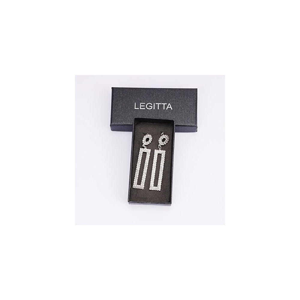 Aretes largos con diamantes de imitación rectangulares