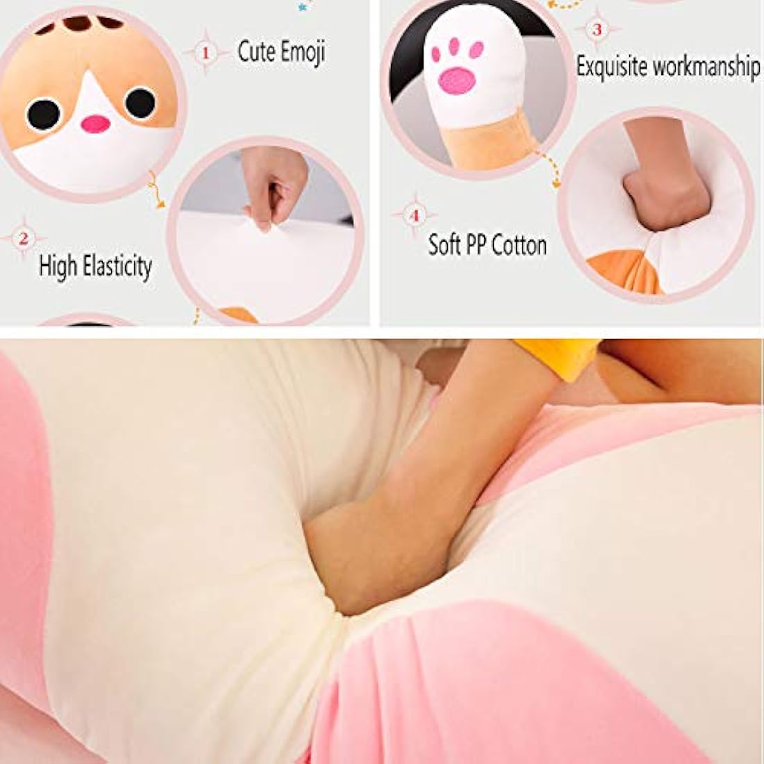 Peluche de gato alargado color rosa 132cm de alto