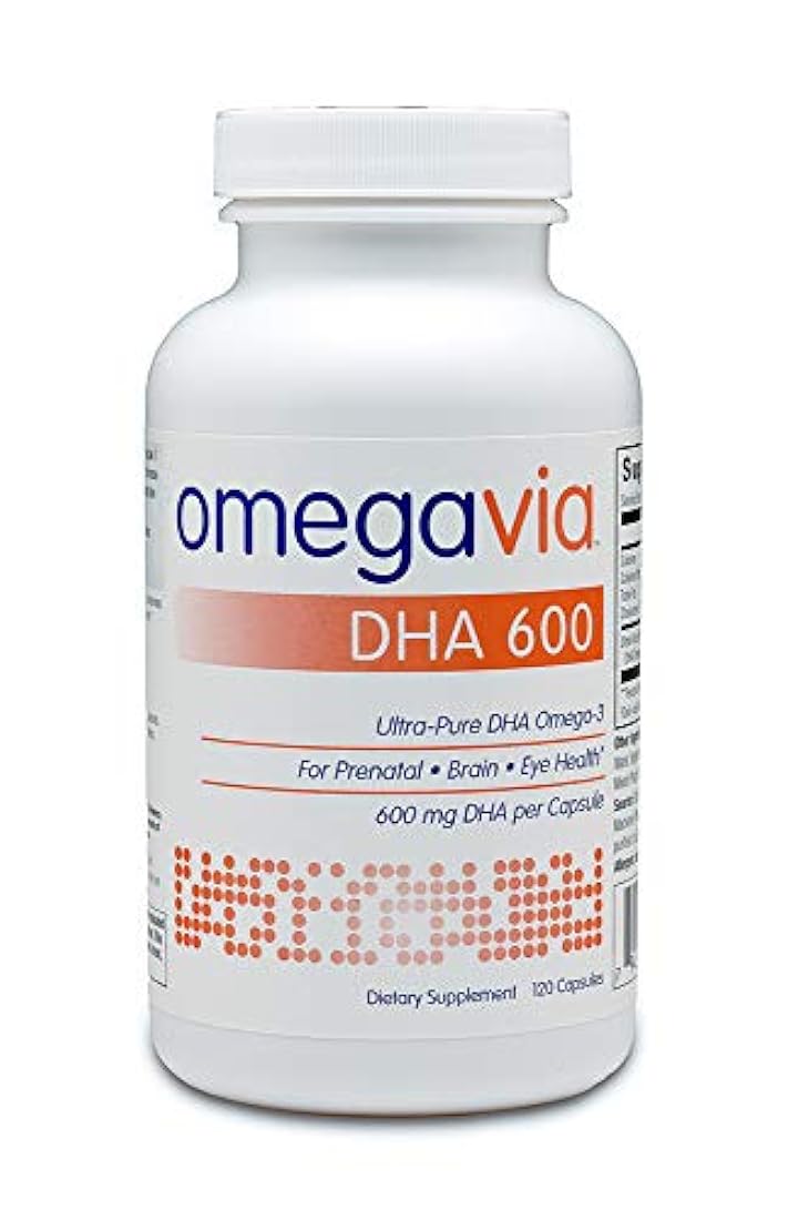 OmegaVia DHA 600 mg Omega-3 Aceite de pescado, 120 cápsulas