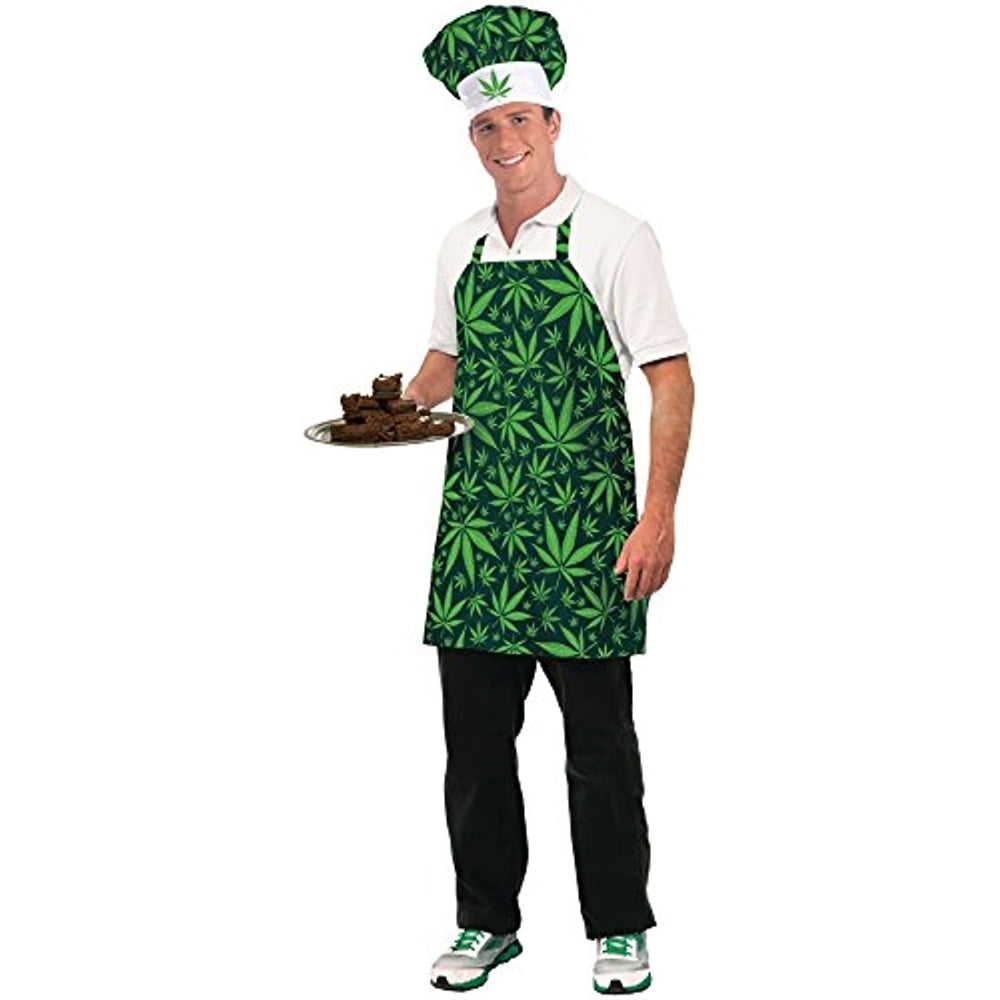 Disfraces - Gorro y delantal de cannabis para hombre