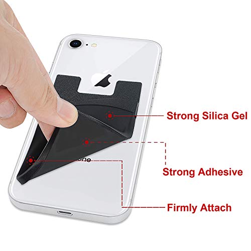 Senose - Cartera de silicona adhesiva para teléfono celular, tarjetero adhesivo para tarjeta de crédito, tarjetero para identificación, bolsillo compatible con iPhone, Samsung Galaxy, cualquier teléfono inteligente, paquete de 3