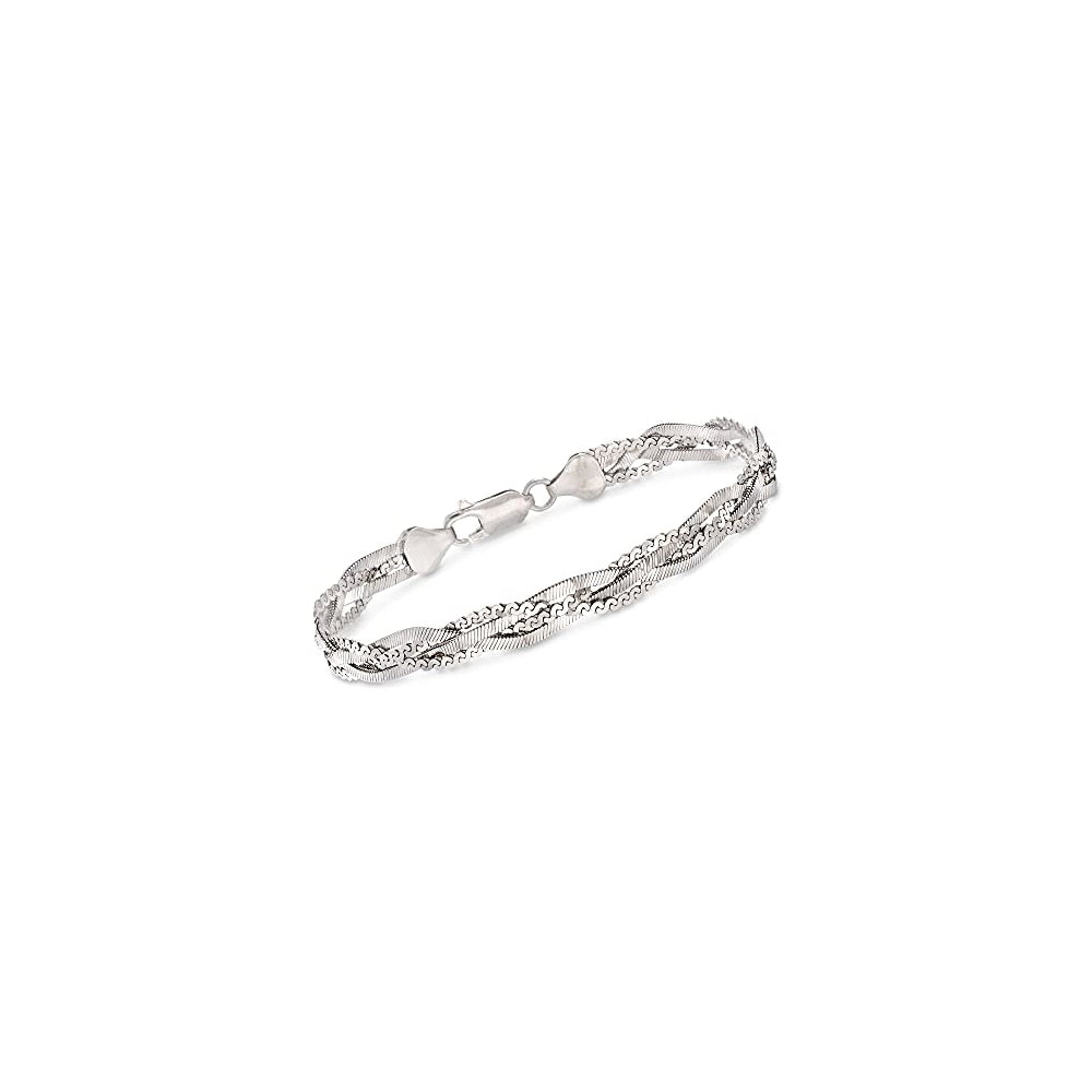 Pulseras  trenzada de plata de ley italiana
