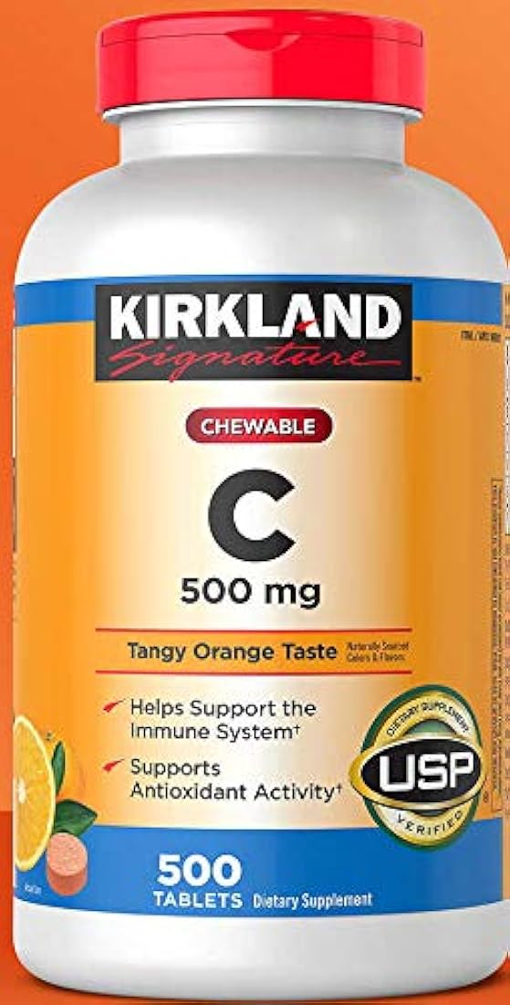 Kirkland Signature Masticable Vitamina C 500 Mg Tangy sabor naranja: 500 tabletas