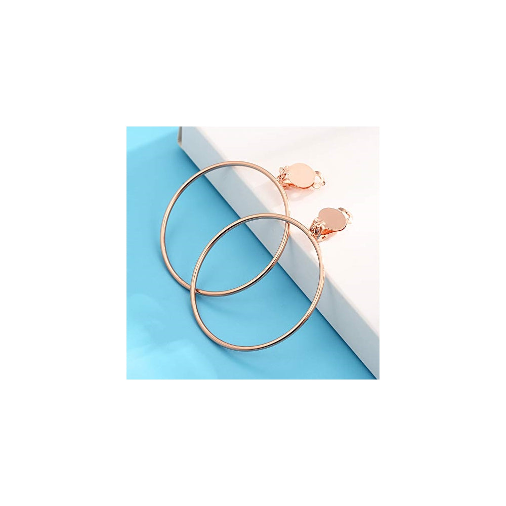 Aretes minimalistas de aro grande con clip para mujeres