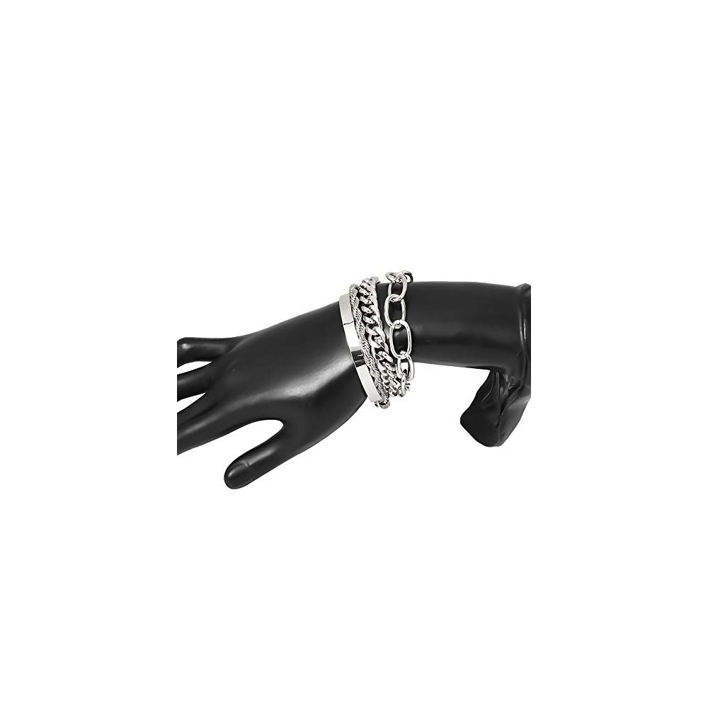 Pulseras Juego de 4 pulseras de cadena de plata para mujer