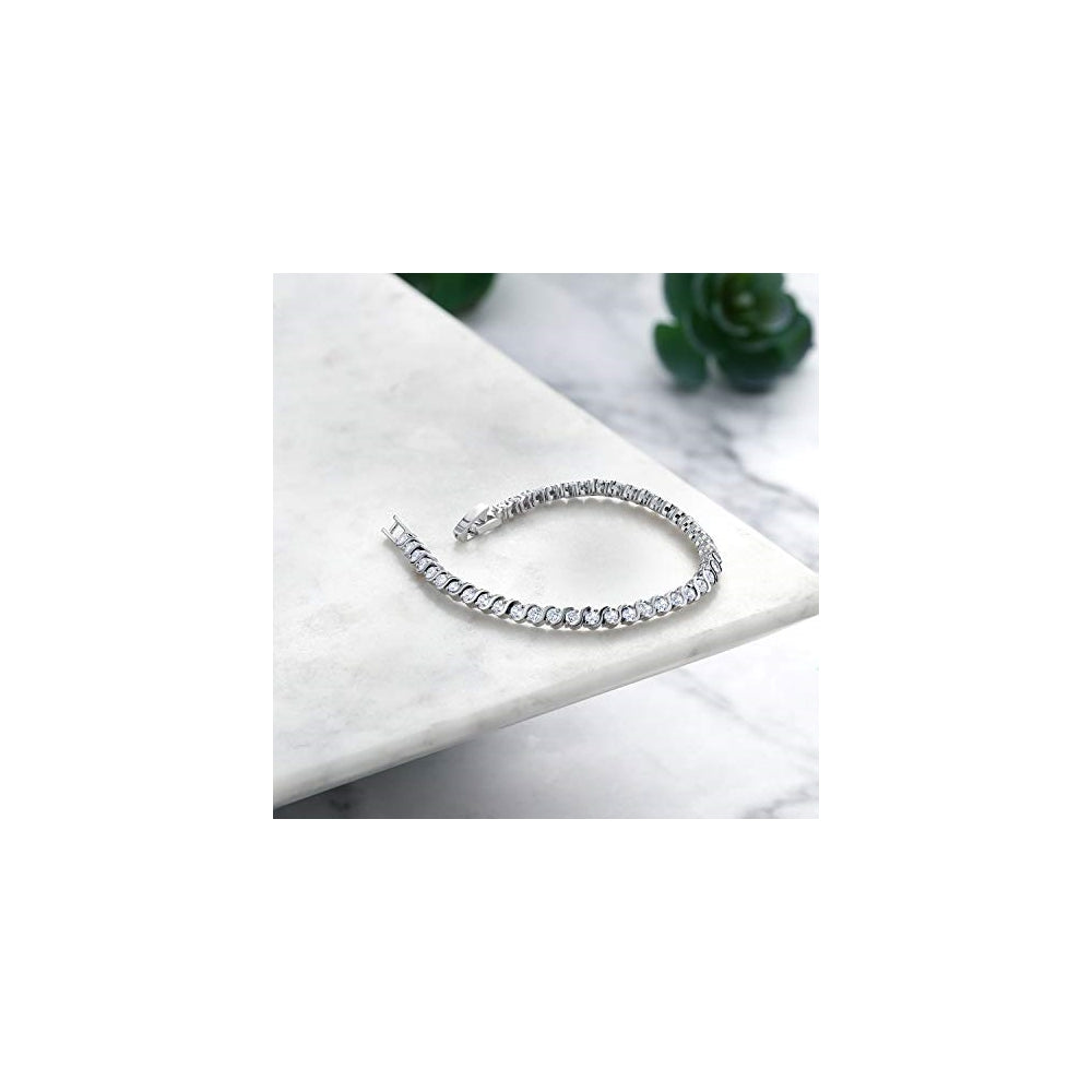Pulseras y tobilleras redonda con circonita cúbica blanca