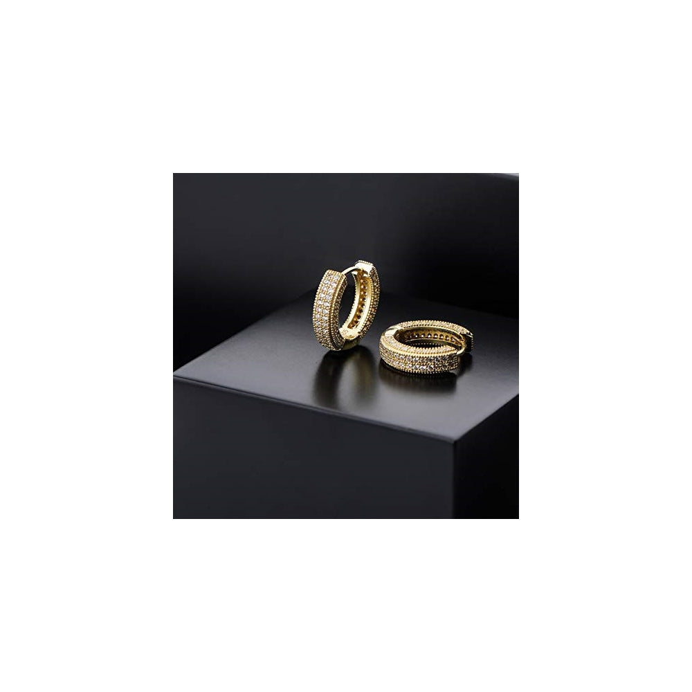 Aretes de aro con circonita cúbica  chapados en oro