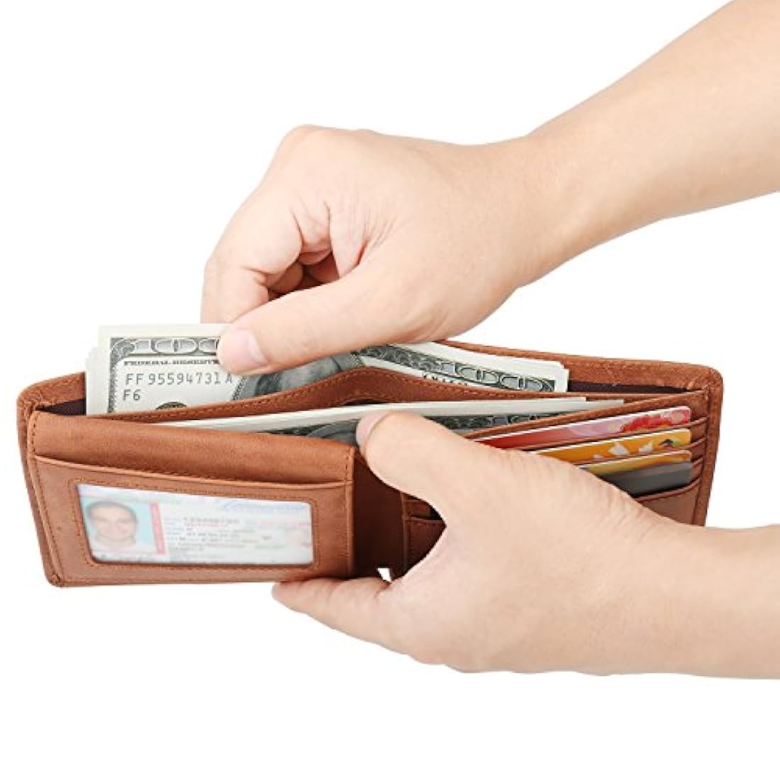 Billetera de cuero elegante para hombre con seguridad RFID
