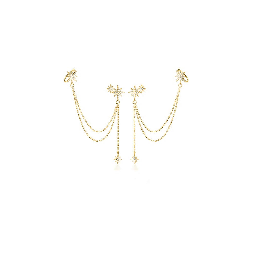 Aretes de plata  con diseño de estrella para mujeres