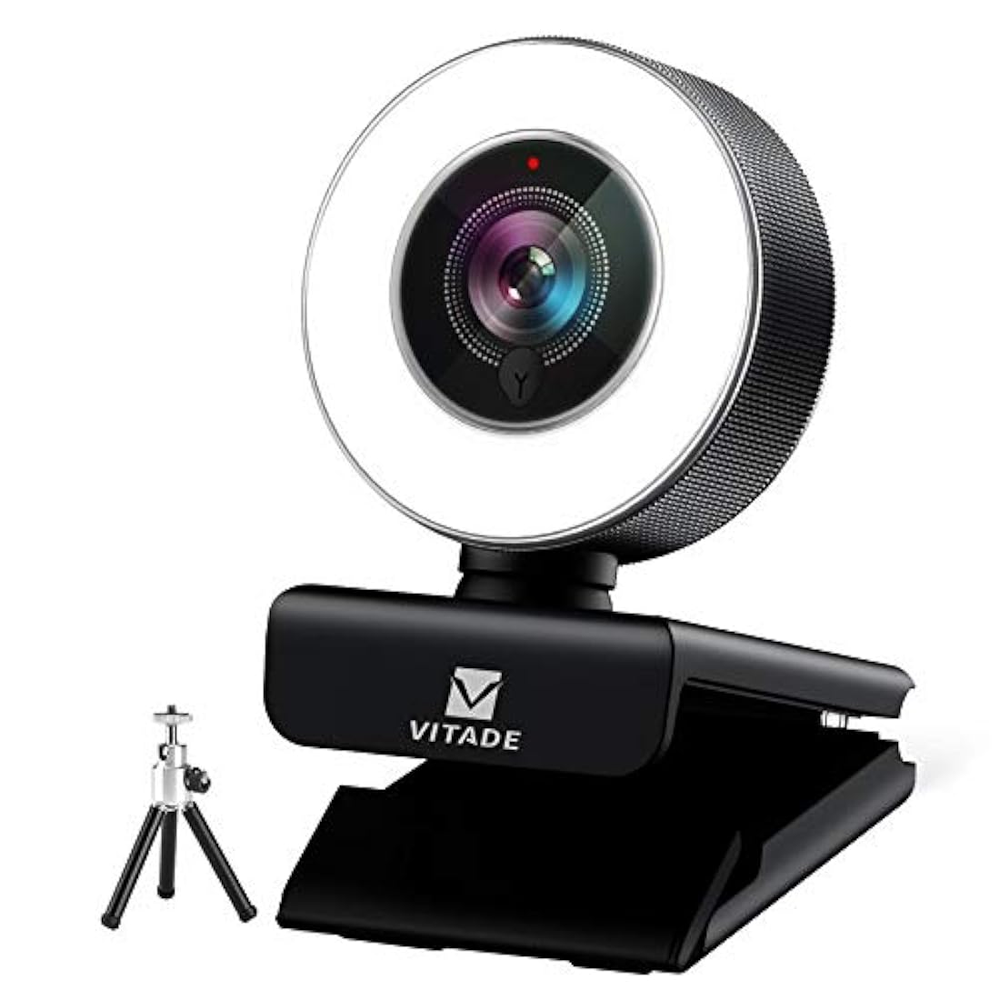 Webcam 1080P con micrófono y luz de anillo, Vitade 960A Pro