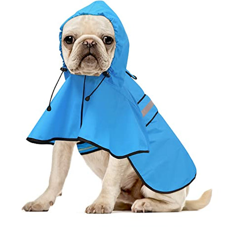 Ezierfy Impermeable reflectante impermeable para perros, chaqueta ajustable para mascotas, poncho ligero con capucha para perros pequeños a X, grandes y cachorros