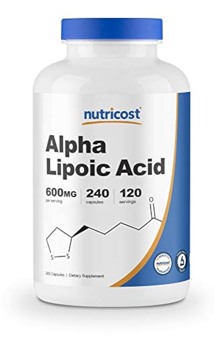 Suplemento Nutricost Alpha Lipoic Acid, 0.02 oz por porción, 120 porciones, 1 botella, 1