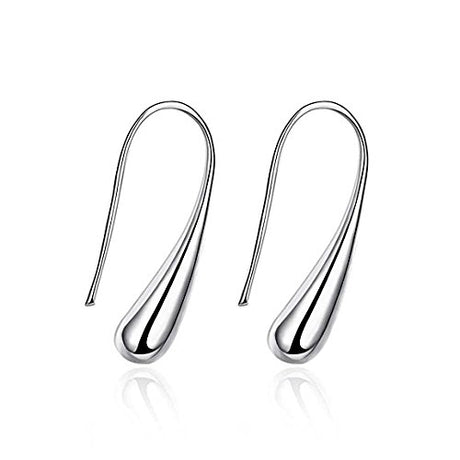 Pendientes colgantes de hilo de plata  blanco / 1 par
