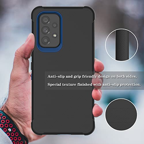 Leptech Funda para Samsung Galaxy A53 5G con protector de pantalla de cristal, [Serie Funda] Clip de cinturón de protección, resistente, resistente, resistente, resistente, militar, a prueba de golpes, cubierta para teléfono celular (negro)