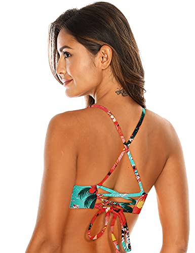 RELLECIGA Top de bikini triangular con tiras para mujer