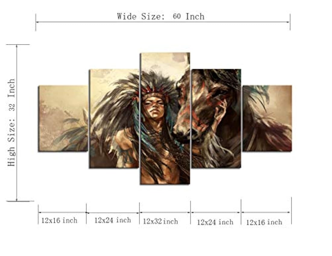 Yatsen Bridge Wolf - Pintura india americana (5 piezas)