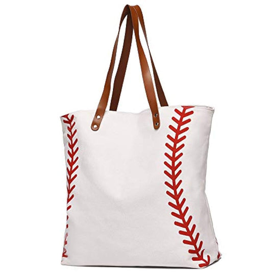 Bolsa Tote diseño de béisbol, color blanco, I IHAYNER