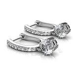 Cate and Chloe McKenzie - Pendientes colgantes de oro blanco de 18 quilates con cristales de Swarovski, pendientes colgantes de cristal solitario, los mejores pendientes de gota de plata para mujer, juego de canal, gota de herradura