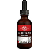 Global Healing Center Tri-Blend B12, 5000 mcg Organic Sublingual Liquid Drops | Metil, Adenosyl, Hydroxo Blend for Energy, Mood, and Heart Health | Suministro de 60 días (2 onzas líquidas)
