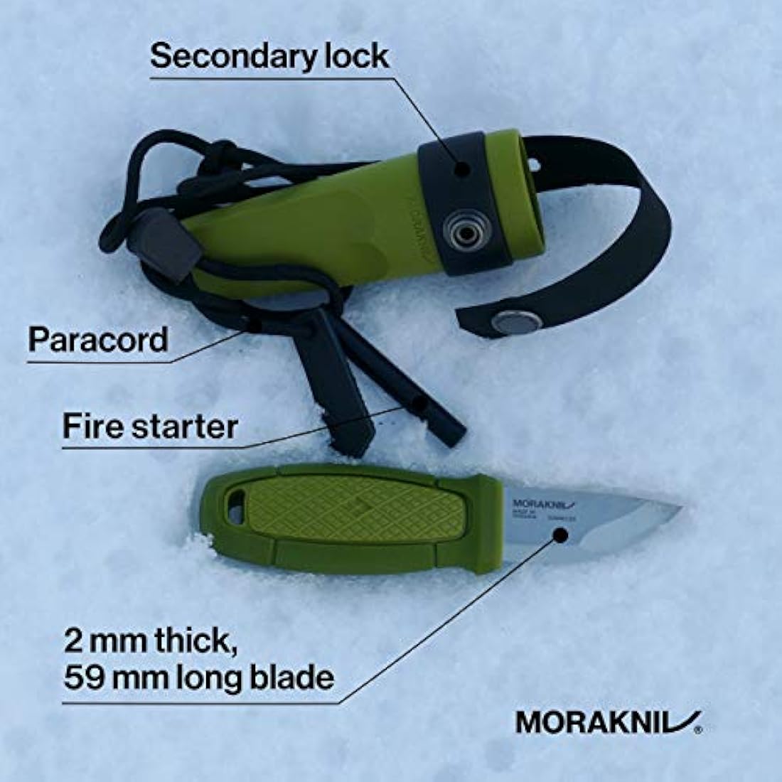 Kit de cuchillos con hoja de acero inoxidable Morakniv Eldris y cuello Incluye cordón e iniciador de fuego
