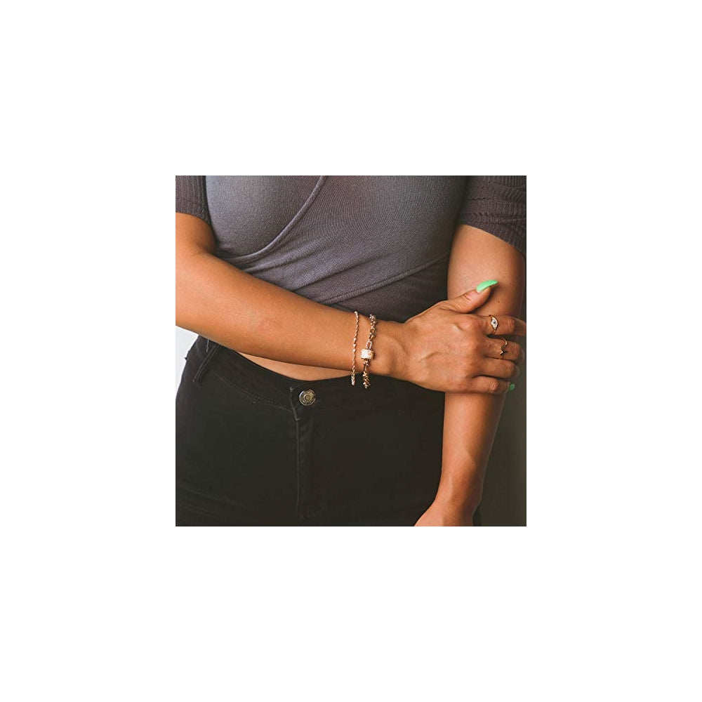 Pulseras  de cuentas chapadas en oro de 18 quilates