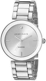 Reloj de pulsera plateado con esfera de diamantes para mujer