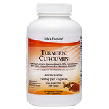 Suplemento dietético de cúrcuma de la fortuna de la vida, apoya las articulaciones, la salud antioxidante, la inmunidad, la salud digestiva y hepática, 180 cápsulas vegetarianas - 750 mg