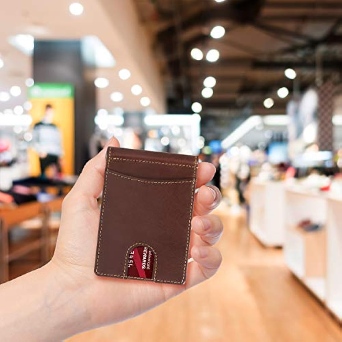Cartera de piel italiana para hombre con bloqueo