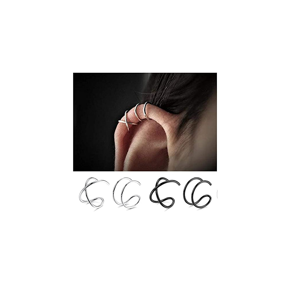 Aretes de plata para orejas simples  sin perforación
