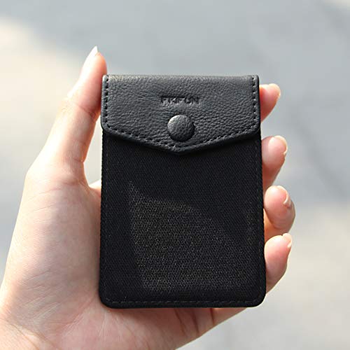 Frifun - Cartera de piel autoadhesiva para tarjetas de crédito, Negro