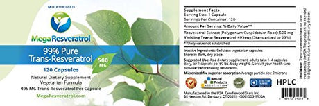 Mega resveratrol, grado farmacéutico, trans-resveratrol