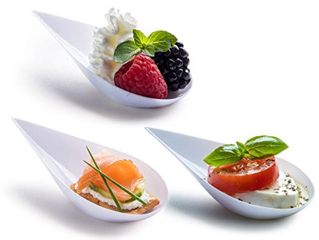 Mini platos de postre Cucharas de degustación blancas