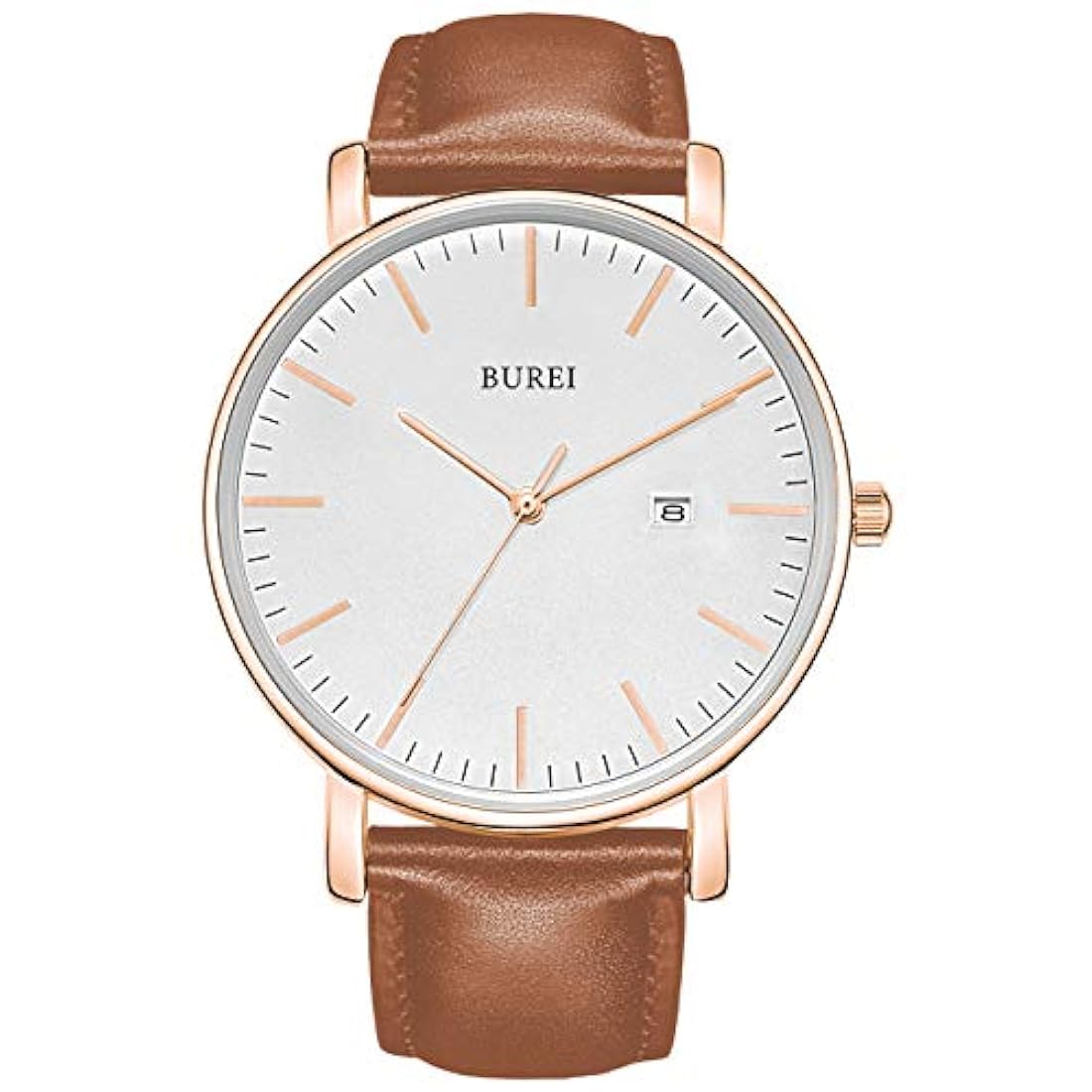 Reloj de pulsera analógico en cuarzo, correa de piel