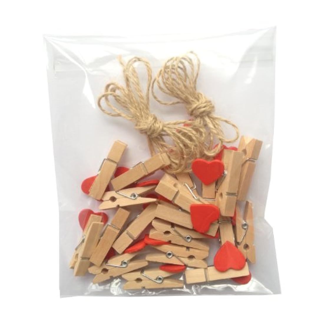 LWR CRAFTS - Pinzas de madera con forma de corazón rojo