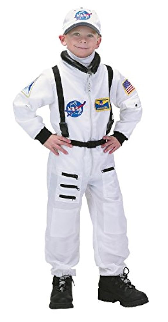 Traje de Astronauta con parches de la NASA y broches, Blanco