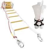 ISOP escalera de emergencia para fuego, 32.8 ft, resistente al fuego, escalera de cuerda de seguridad con cable de seguridad y cinturón de seguridad, reutilizable, capacidad de peso de hasta 2000 libras