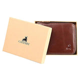 Cartera de piel con cierre  para hombre }