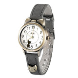 Reloj de pulsera de cuarzo correa de piel suave para niñas