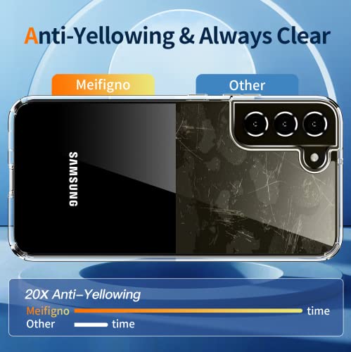 Meifigno Funda transparente para Samsung Galaxy S22+ Plus (6.6 pulgadas), [20X Anti-Amarillo] [Protección de grado militar y supertransparente] Tapa dura con funda de parachoques suave para Galaxy S22 Plus, Serie Natural