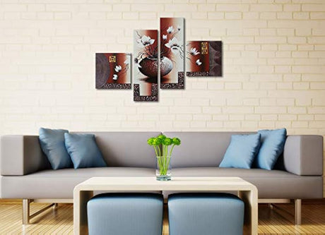 Lienzo decorativo moderno 100% pintado a mano  4 unidades