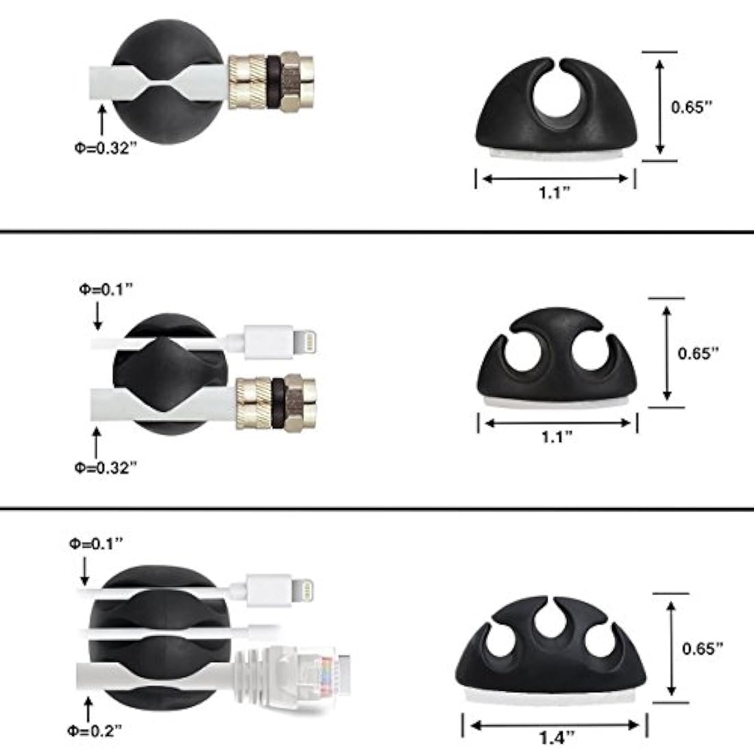 24 soportes autoadhesivos para cables de oficina