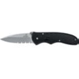 Cuchillo de extracción rápida, borde dentado, negro