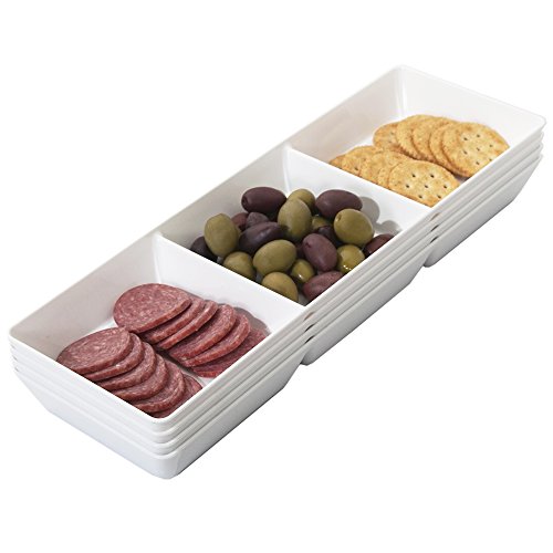 Bandeja  servicio de aperitivo de plástico 3 compartimentos