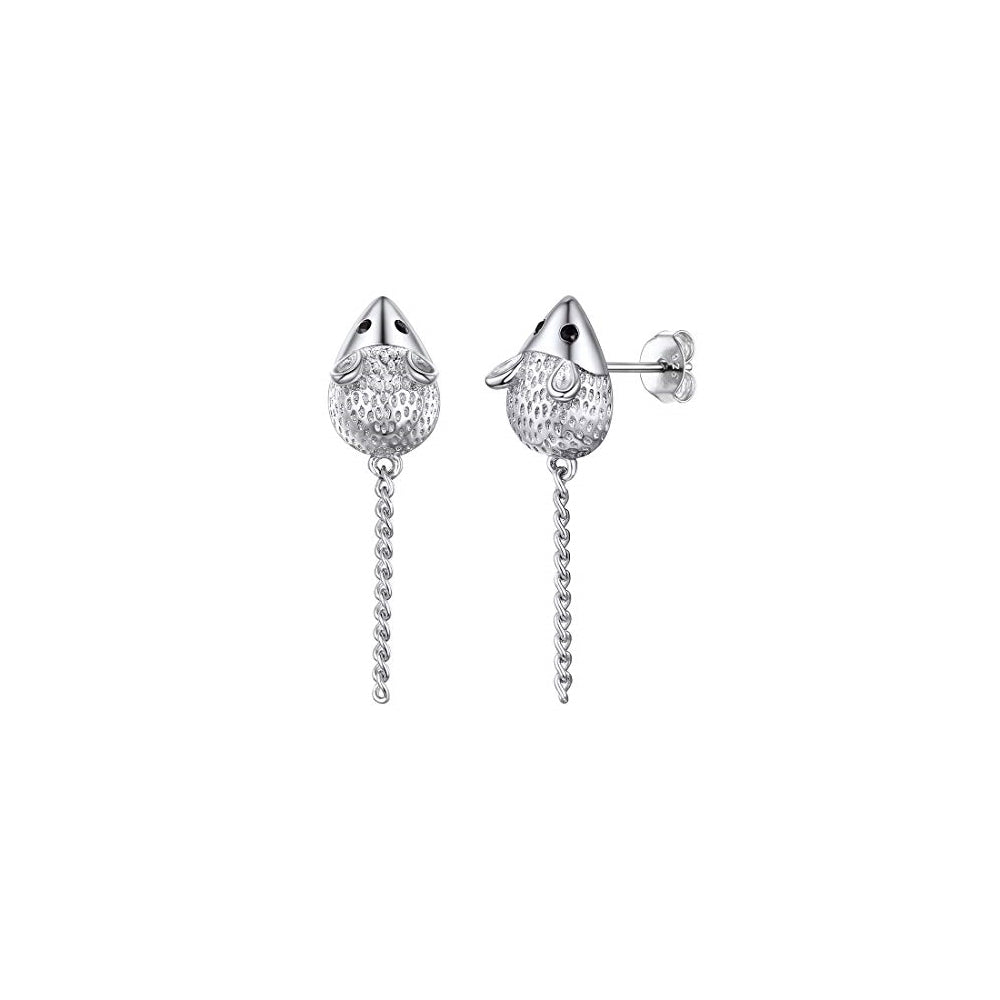 Aretes colgantes de plata con diseño para mujeres