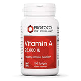 Protocolo para el equilibrio de vida - Vitamina A 25000 UI - Soporta la función inmunitaria saludable, antioxidación y proporciona soporte celular - 100 cápsulas blandas