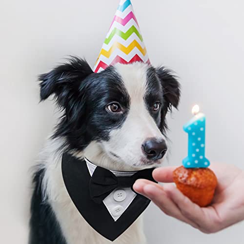 FUAMEY Esmoquin para perro, collar formal de boda para perro, collar de perro con pajarita, disfraz de cumpleaños ajustable, fiesta de mascotas, traje de boda para perro, traje de San Valentín, disfraz de cosplay para mascotas pequeñas, medianas y grandes